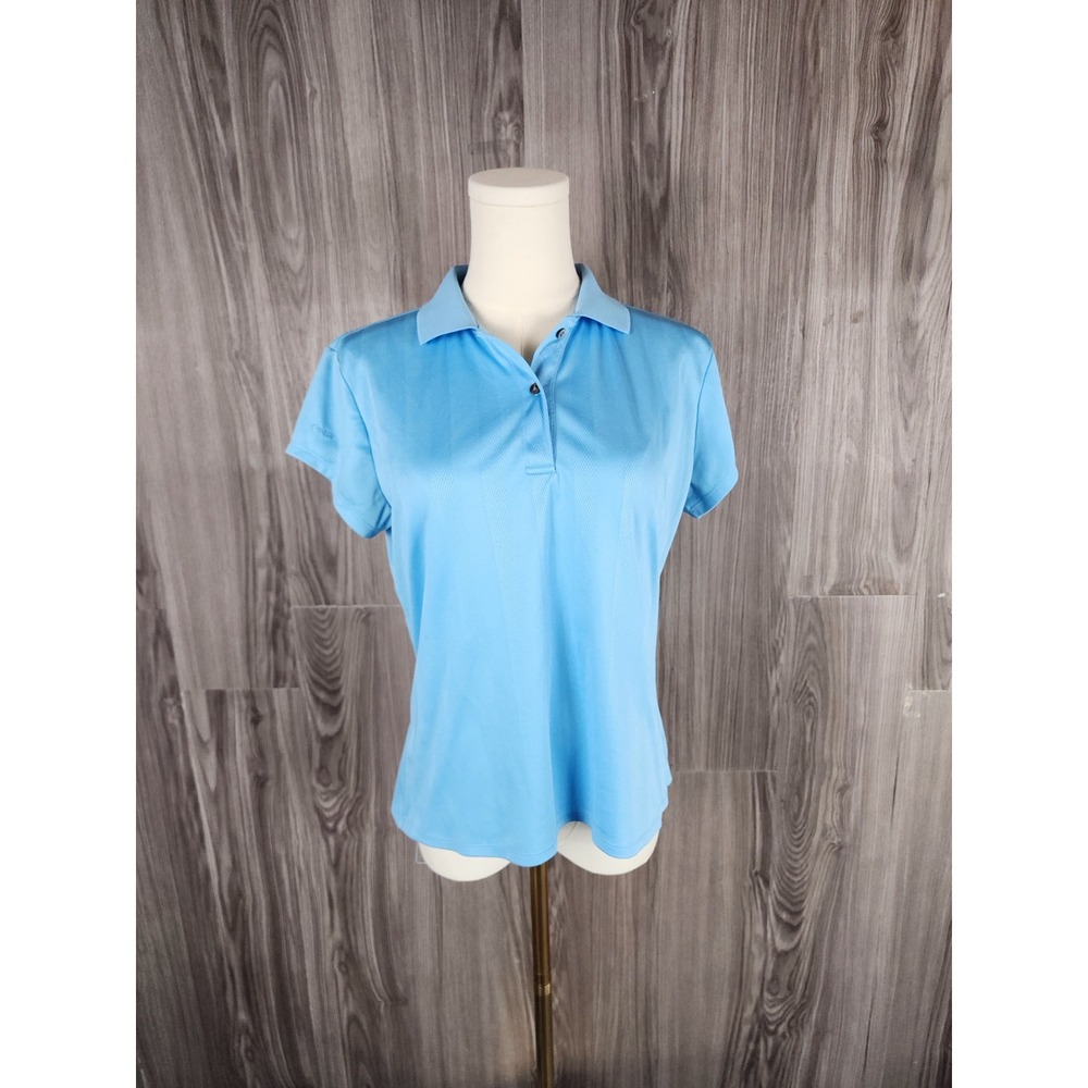 Ping Womens Light Blue Short Sleeve Golf Polo Shirt Textured Stripe Size M
